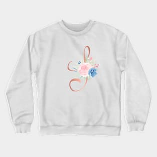 Letter S Rose Gold and Watercolor Blush Pink and Navy Crewneck Sweatshirt